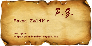 Paksi Zalán névjegykártya